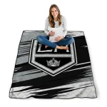 los angeles kings wild lines black white quilt blanket best selling