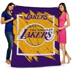 los angeles lakers block border purple quilt blanket best selling