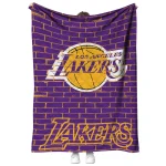 los angeles lakers brick grid purple quilt blanket best selling