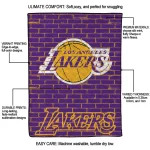los angeles lakers brick grid purple quilt blanket best selling