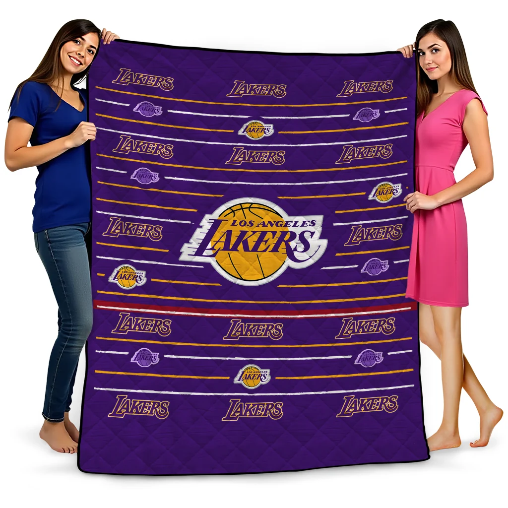 los angeles lakers handdrawn stripes purple quilt blanket best selling los angeles lakers handdrawn stripes purple quilt blanket best selling