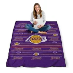los angeles lakers handdrawn stripes purple quilt blanket best selling