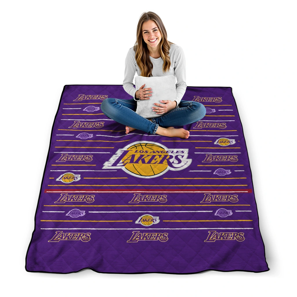 los angeles lakers handdrawn stripes purple quilt blanket high quality los angeles lakers handdrawn stripes purple quilt blanket high quality