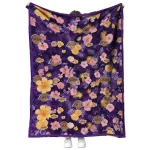 los angeles lakers hibiscus foliage purple quilt blanket best selling