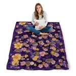 los angeles lakers hibiscus foliage purple quilt blanket best selling