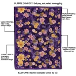 los angeles lakers hibiscus foliage purple quilt blanket best selling