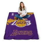 los angeles lakers nba grunge purple quilt blanket best selling