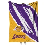 los angeles lakers stroke art purple white quilt blanket best selling