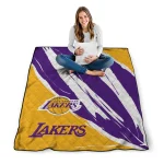 los angeles lakers stroke art purple white quilt blanket best selling