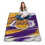 los angeles lakers wild lines purple white quilt blanket best selling