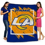 Los Angeles Rams Block Border Blue Quilt Blanket 1 los angeles rams block border blue quilt blanket best selling