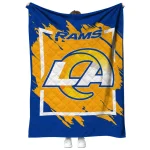 los angeles rams block border blue quilt blanket best selling