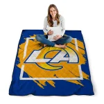 los angeles rams block border blue quilt blanket best selling