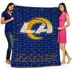 los angeles rams brick grid blue quilt blanket best selling