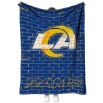 los angeles rams brick grid blue quilt blanket best selling