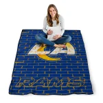 los angeles rams brick grid blue quilt blanket best selling