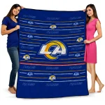 los angeles rams handdrawn stripes blue quilt blanket best selling