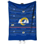 los angeles rams handdrawn stripes blue quilt blanket best selling