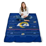 los angeles rams handdrawn stripes blue quilt blanket best selling