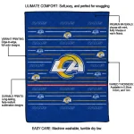 los angeles rams handdrawn stripes blue quilt blanket best selling