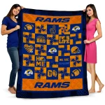 los angeles rams helmet heart blue quilt blanket best selling