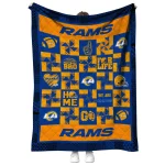 los angeles rams helmet heart blue quilt blanket best selling