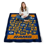 los angeles rams helmet heart blue quilt blanket best selling