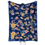 los angeles rams hibiscus foliage blue quilt blanket best selling