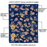los angeles rams hibiscus foliage blue quilt blanket best selling