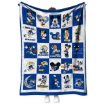 los angeles rams mickey pattern blue white quilt blanket best selling