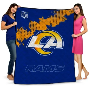 los angeles rams shield badge blue quilt blanket best selling