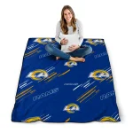 los angeles rams sketch lines blue quilt blanket best selling