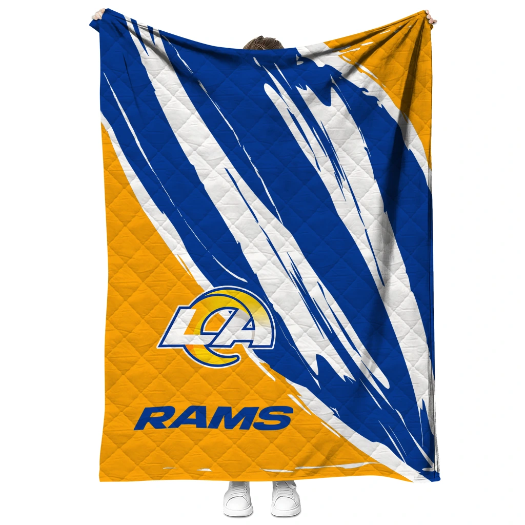 los angeles rams stroke art blue white quilt blanket fashion forward