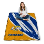 los angeles rams stroke art blue white quilt blanket best selling