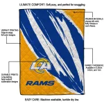 los angeles rams stroke art blue white quilt blanket best selling