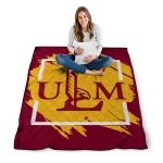 louisiana monroe warhawks block border red quilt blanket best selling