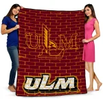 louisiana monroe warhawks brick grid red quilt blanket best selling