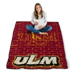 louisiana monroe warhawks brick grid red quilt blanket best selling