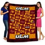 louisiana monroe warhawks helmet heart red quilt blanket best selling
