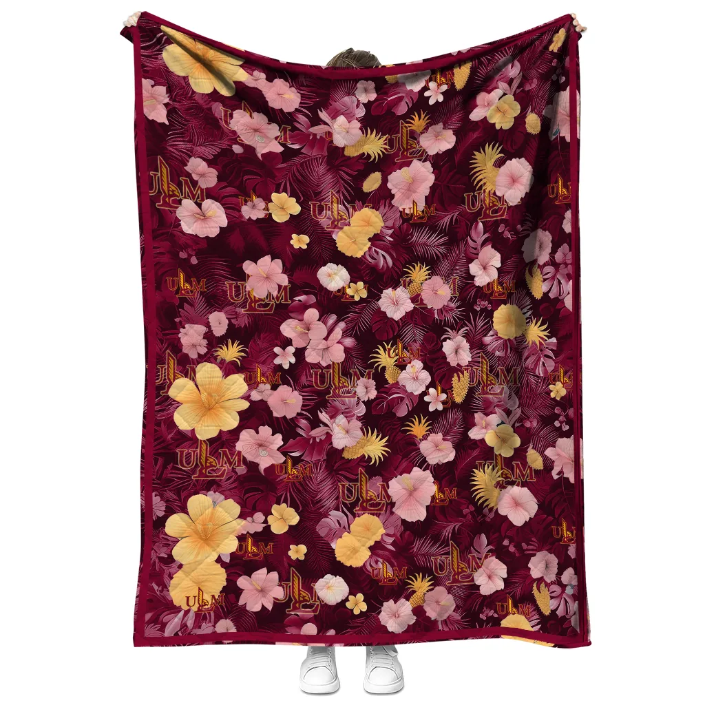 louisiana monroe warhawks hibiscus foliage red quilt blanket fashion forward louisiana monroe warhawks hibiscus foliage red quilt blanket fashion forward