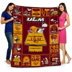 louisiana monroe warhawks snoopy love red quilt blanket best selling