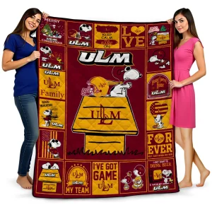 louisiana monroe warhawks snoopy love red quilt blanket best selling