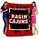 louisiana ragin cajuns block border red quilt blanket best selling