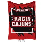 louisiana ragin cajuns block border red quilt blanket best selling