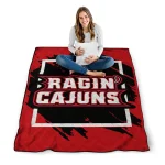 louisiana ragin cajuns block border red quilt blanket best selling