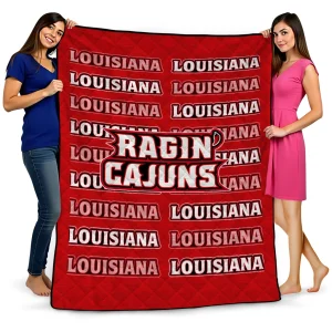louisiana ragin cajuns bold red quilt blanket best selling