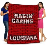 louisiana ragin cajuns brick grid red quilt blanket best selling