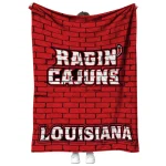 louisiana ragin cajuns brick grid red quilt blanket best selling