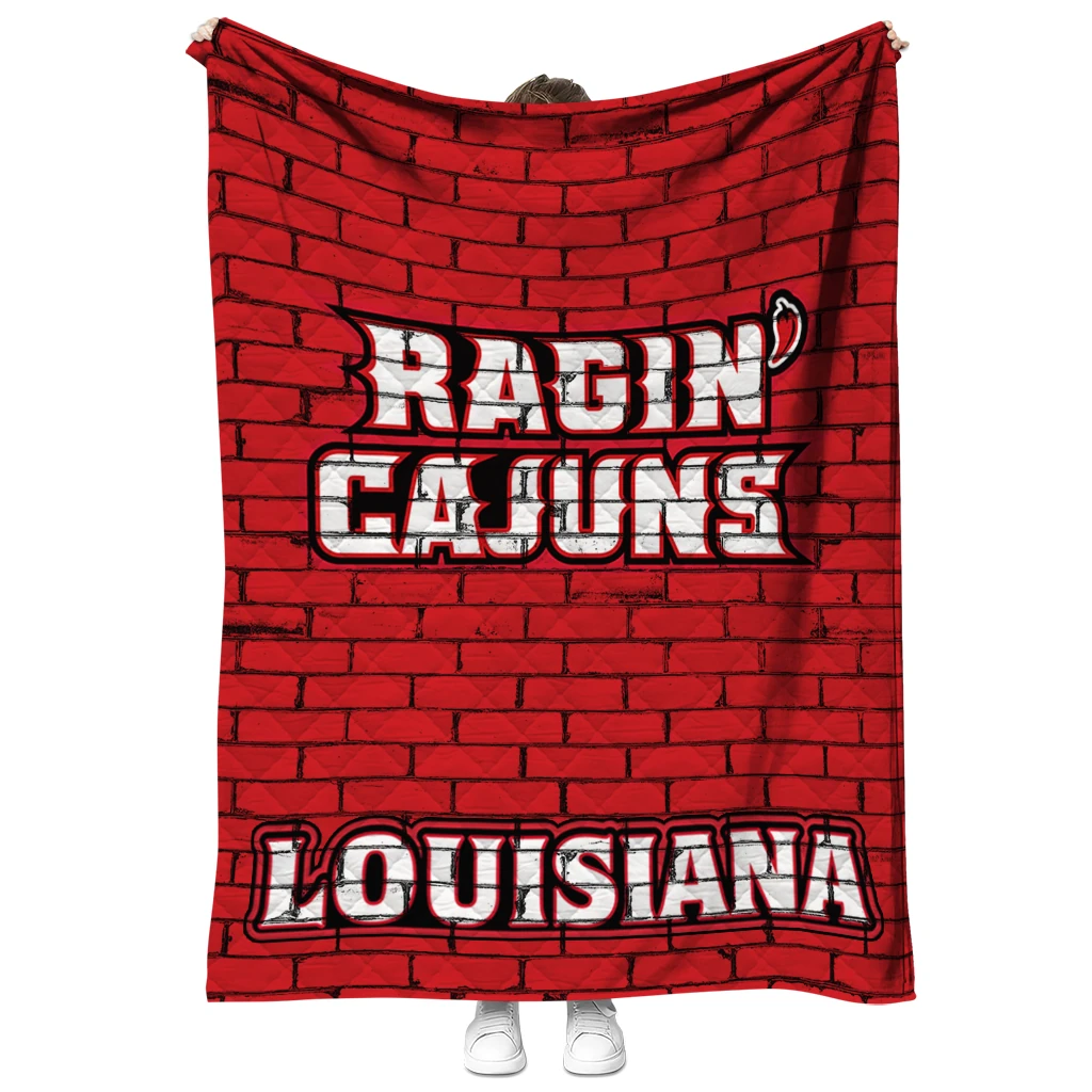 louisiana ragin cajuns brick grid red quilt blanket fashion forward