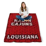louisiana ragin cajuns brick grid red quilt blanket best selling